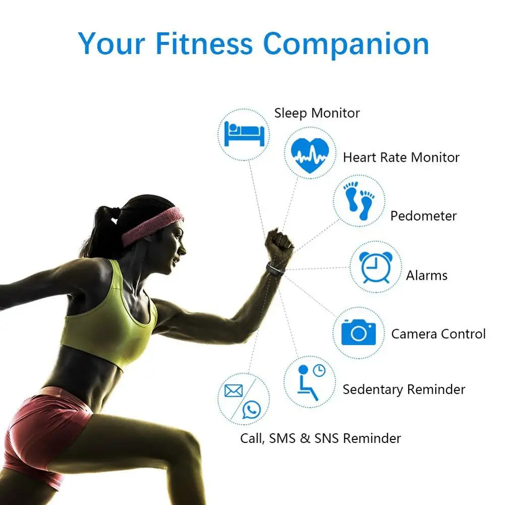 Bluetooth Smart Sports Bracelet Pedometer Heart Rate Blood Pressure Fitness Tracker Smartwatch for iOS Android+BOX Men and Women