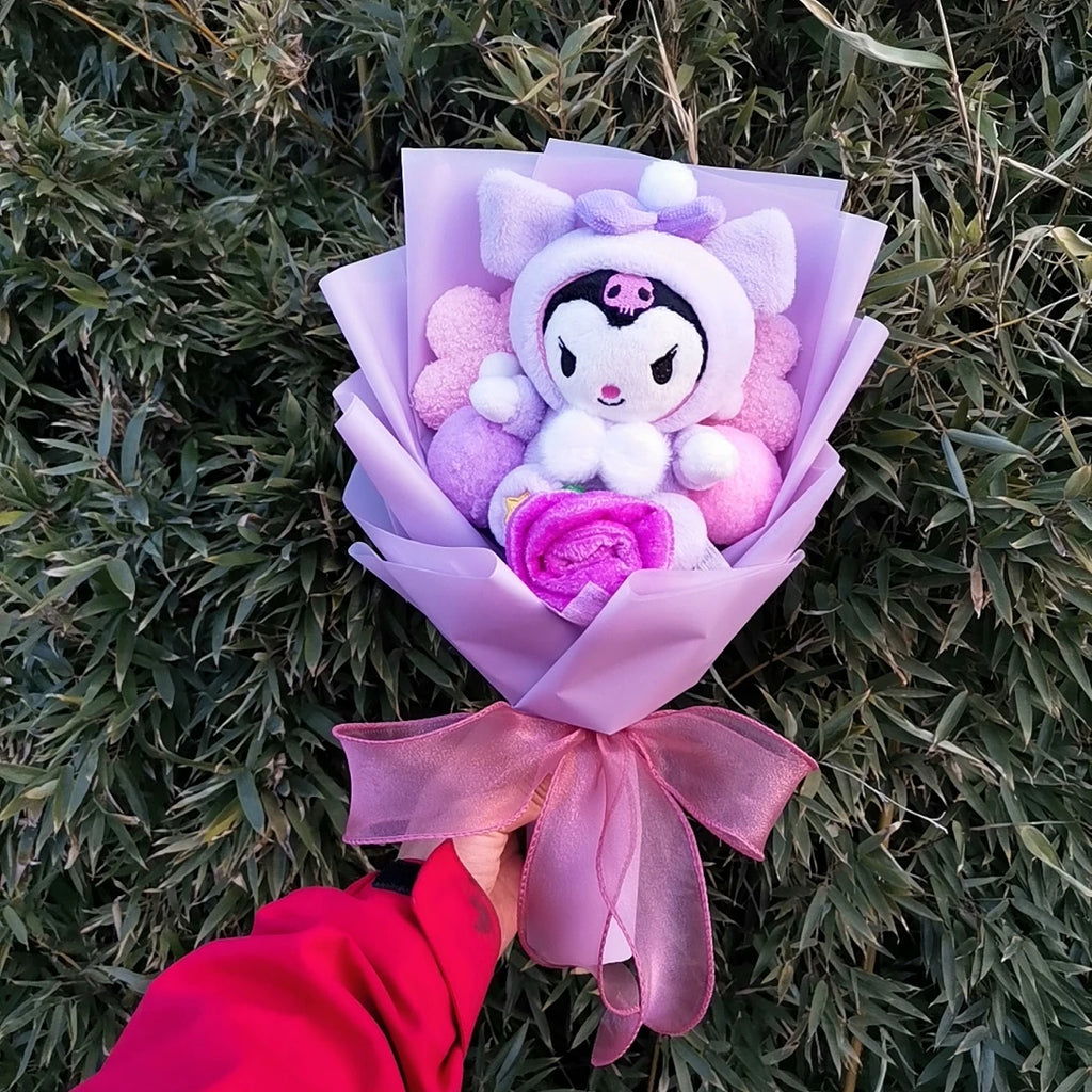 Hello KT Cartoon Plush Bouquet  Anime Rose Flowers Doll Home Wedding Decoration Christmas Valentine's Day Gift