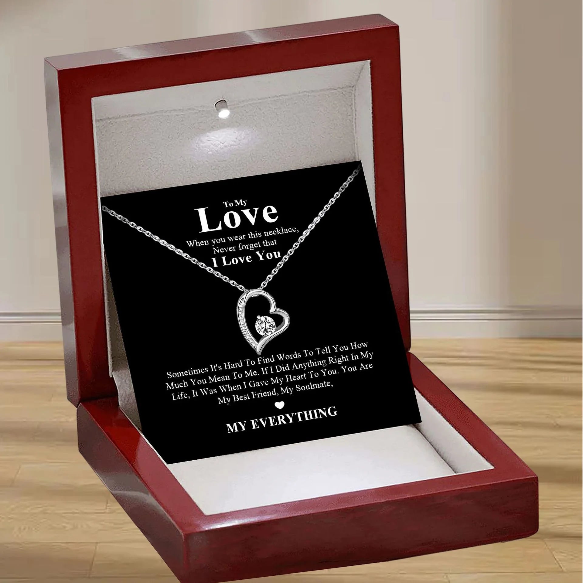 To My Love Eternal Heart Double layered Heart shaped Necklace With Gift Box For Gilrfriend Wife Christmas Valentine's Day Gifts