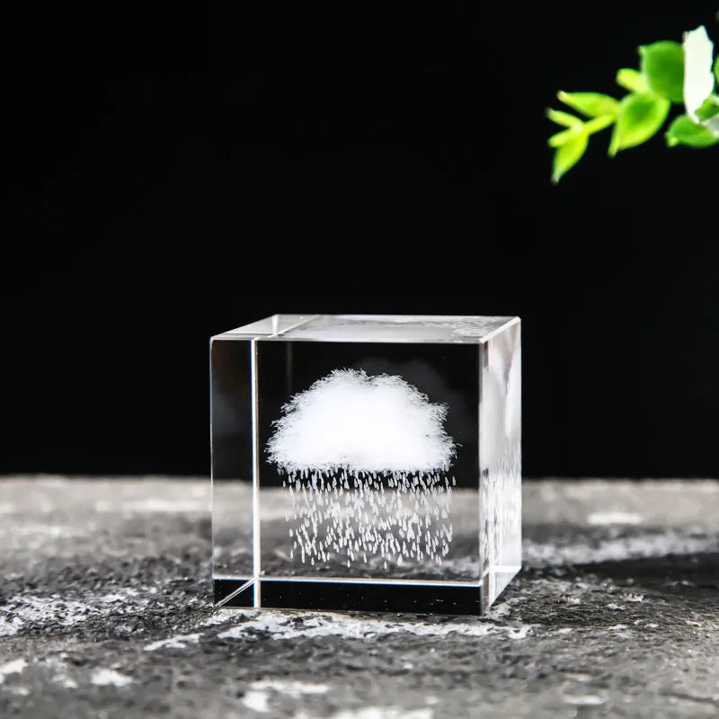 Creative 4cm Rain Clouds Raindrop Cloud Square Crystal Ornaments Heart Shape Home Office Decor Birthday Valentine's Day Gifts