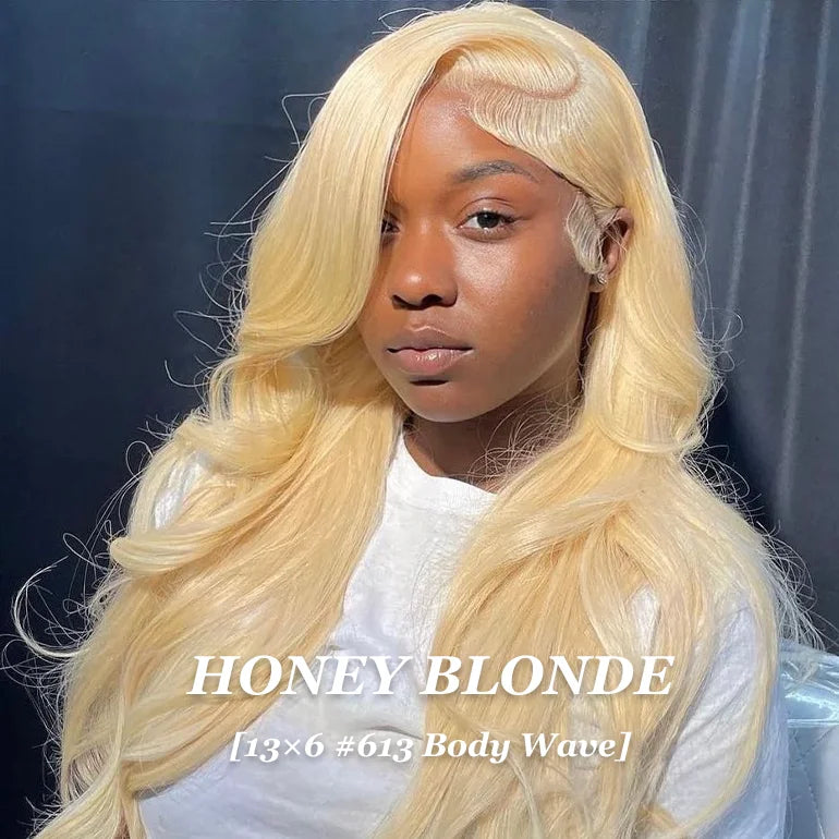 36 Inch #613 Honey Blonde 220% Density Body Wave 13x4 13x6 HD Transparent Lace Frontal Wig Brazilian Human Hair Wigs For Women