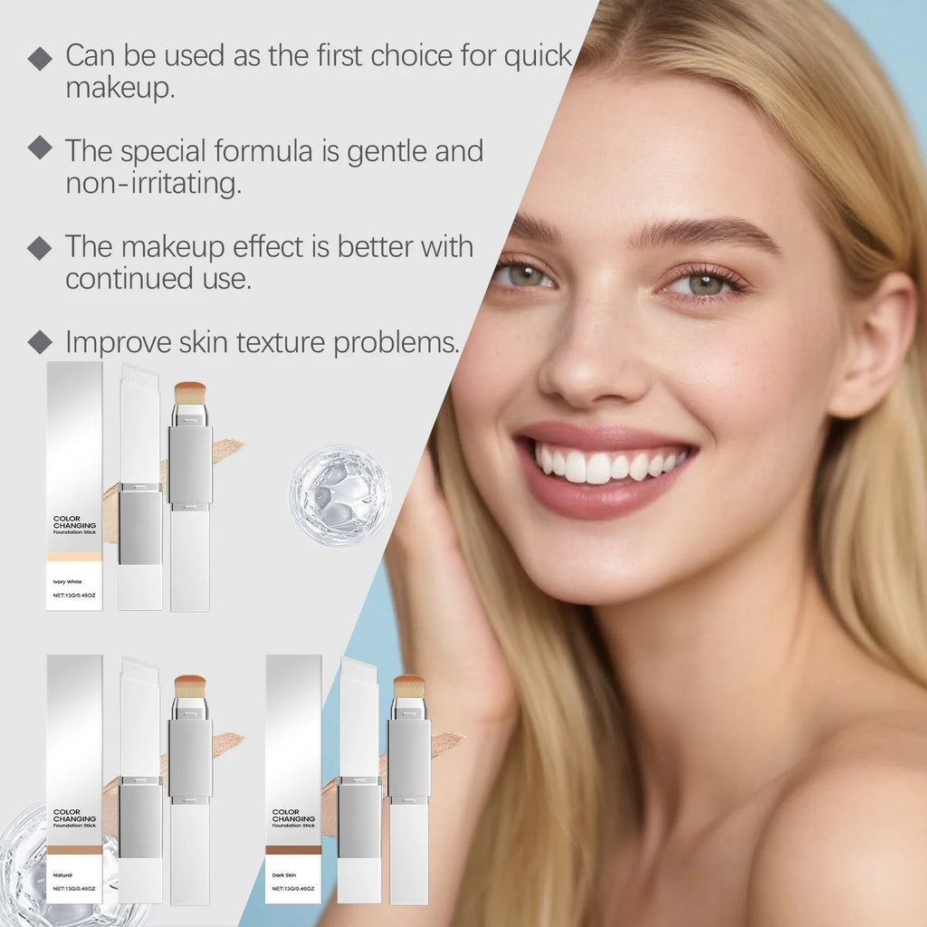 Color Changing Foundation Stick Brighten Matte Concealer Lightweight Moisturize Lasting Makeup Multifunctional Foundation Stick