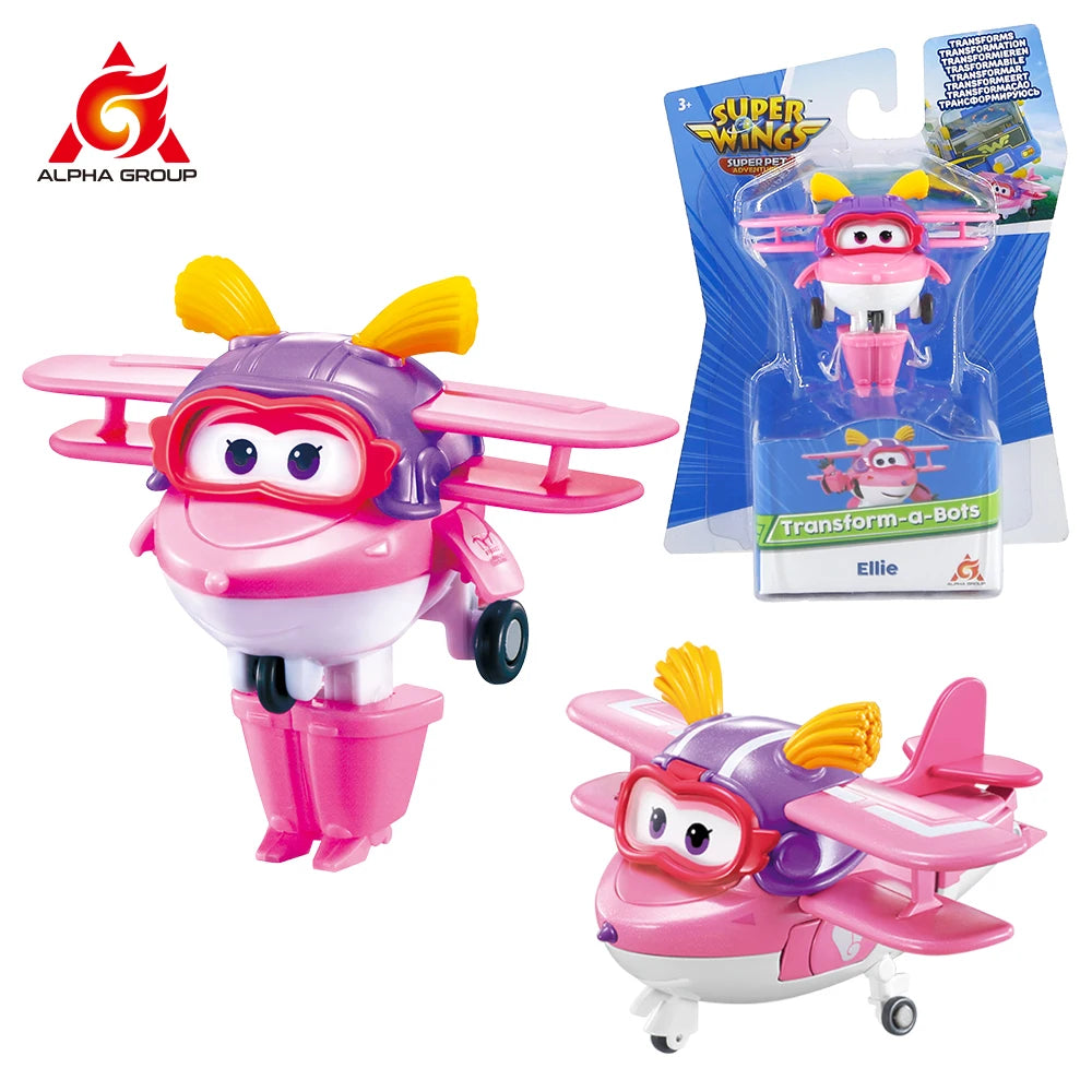 Super Wings Mini NEW Jett 2 Inches Transform Robot to Plane in 3 Steps Deformation Action Figures 2Modes Transforming Kid Toy