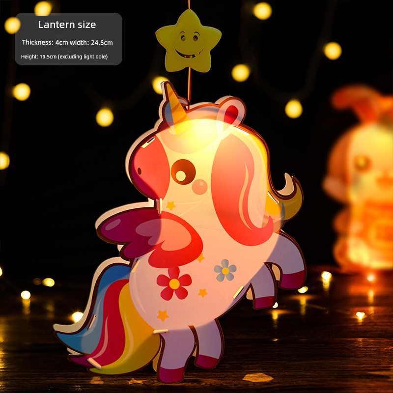 Mid-Autumn Festival Kids DIY Lantern Handmade Material Package Kindergarten Creative Rabbit Lamp Satchel Luminous Music Lantern