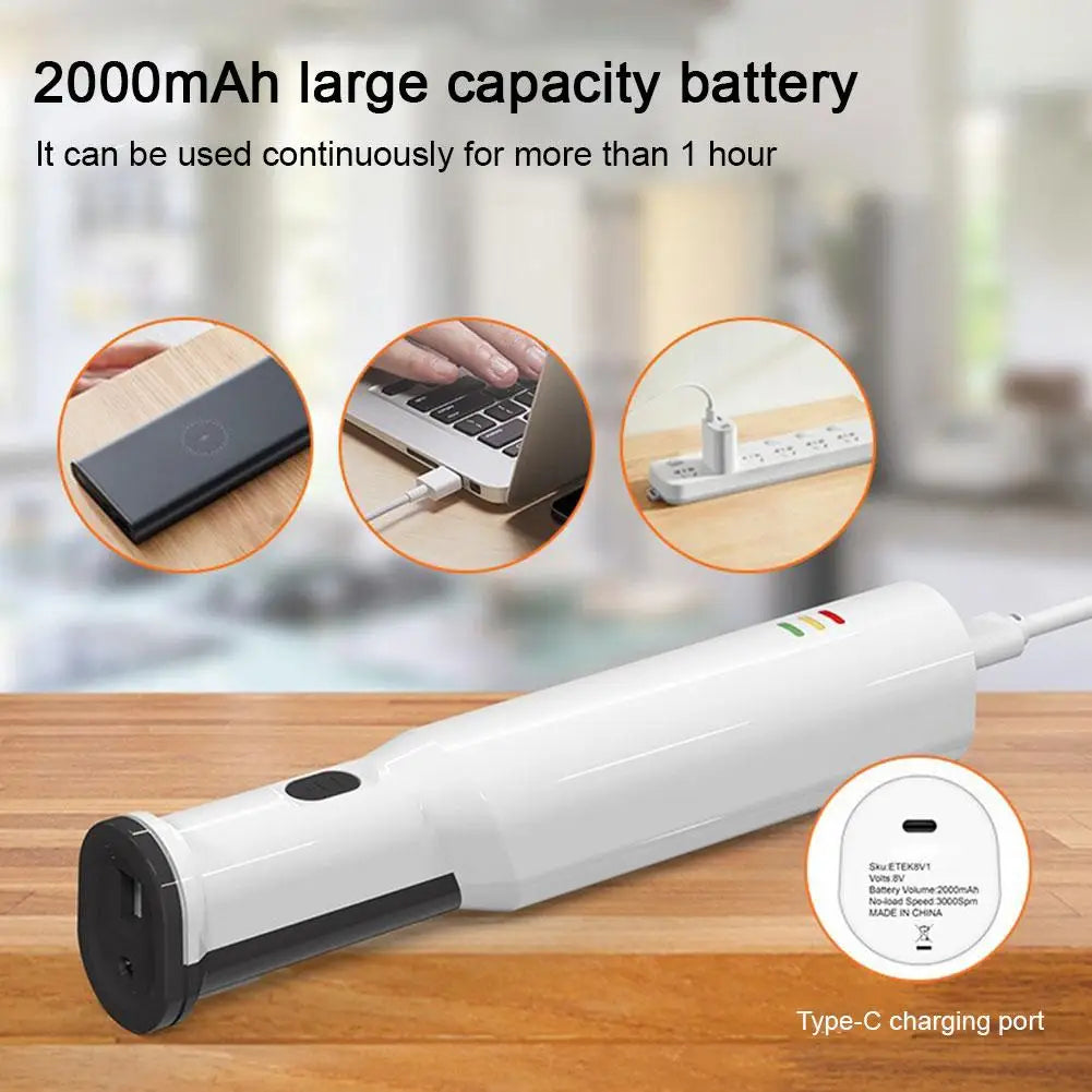 1set Professional Cordless Bread Knife Rechargeable 8V Electric Knife Meat Cutter With 2 Serrated 8 Inch Steel Blades