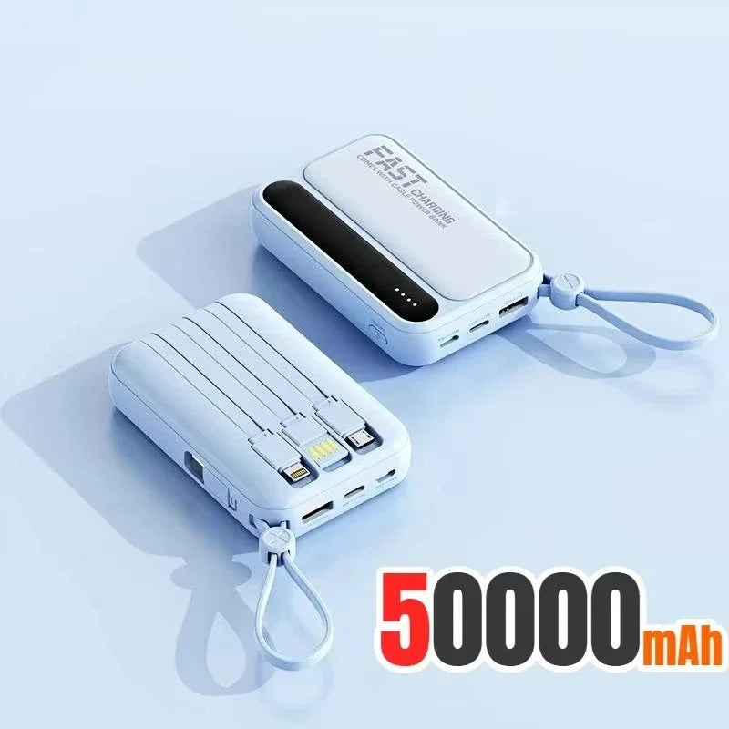 120W 500000mAh Power Bank Large Capacity 4 In1 Cables Intelligent Digital Display Light Portable Powerbank For iPhone Huawei New