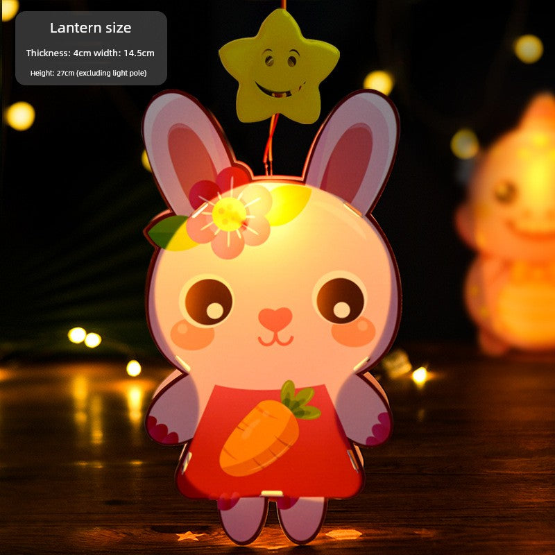 Mid-Autumn Festival Kids DIY Lantern Handmade Material Package Kindergarten Creative Rabbit Lamp Satchel Luminous Music Lantern