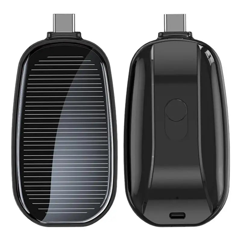 Mini Solar Power Bank Portable Keychain Powerbank For Cell Phone TYPE-C Outdoor Backup Emergent Power 1200mAh Phone Charger