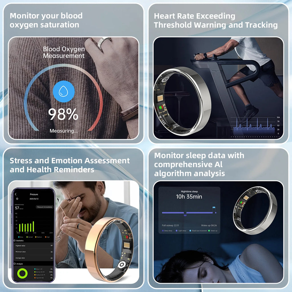 Smart Ring Bluetooth Call Heart Rate Blood Pressure Monitor 5ATM Waterproof Health Ring Men Women For Xiaomi Gift