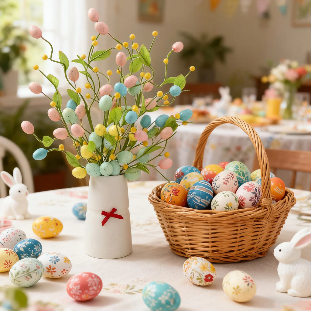 Easter Egg Flower Bouquet, Artificial Flower Berry Cuttings, Spring Flowers, Home Decoration, Simple Floral Accessories