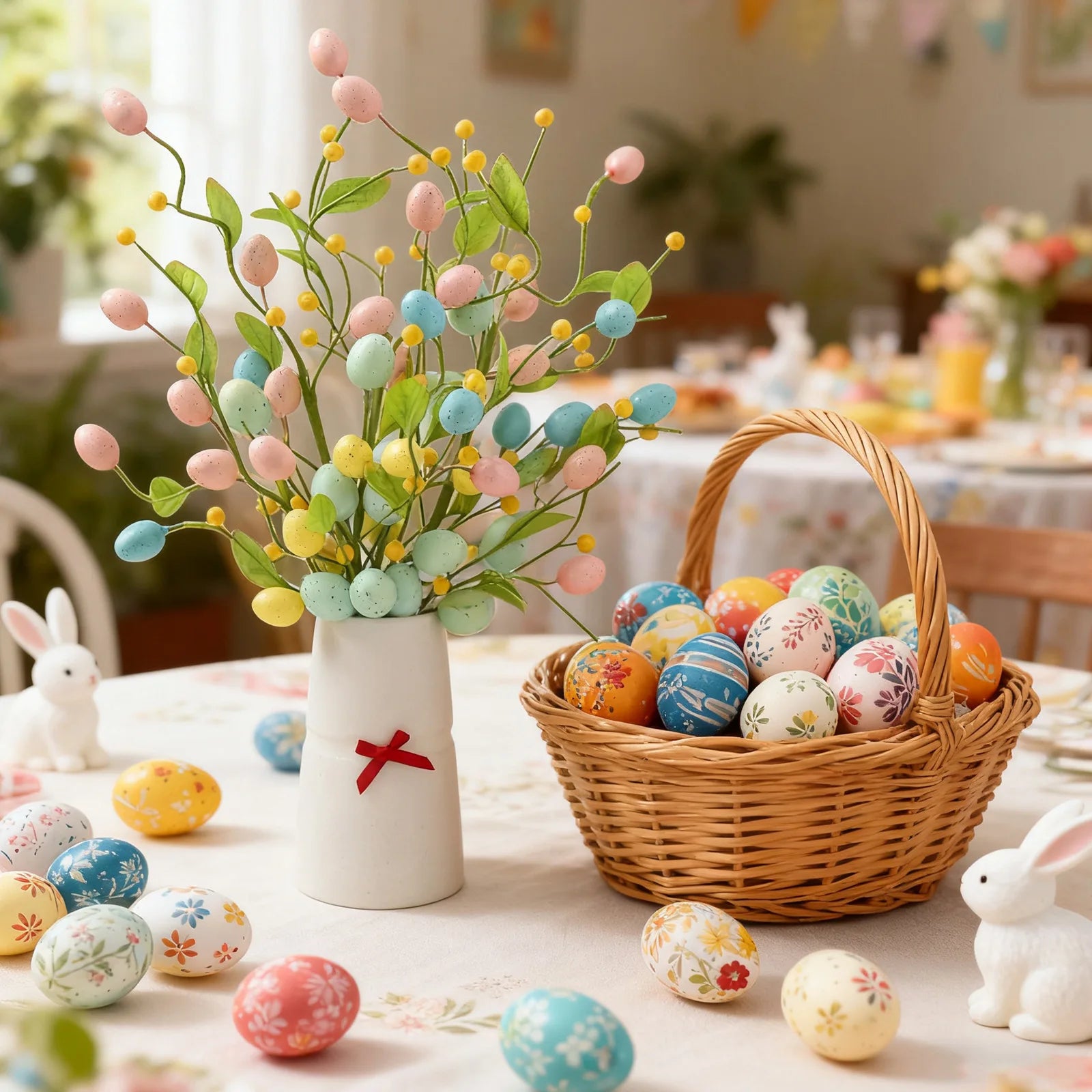 Easter Egg Flower Bouquet, Artificial Flower Berry Cuttings, Spring Flowers, Home Decoration, Simple Floral Accessories