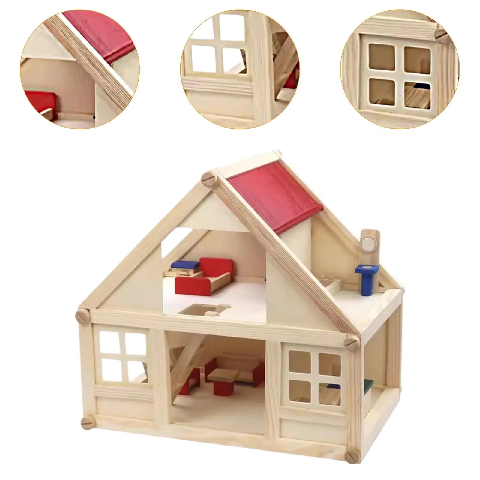 Wooden Doll House for Kids Miniature Scene 2 Storey Gift Toy Mini Furniture Toy