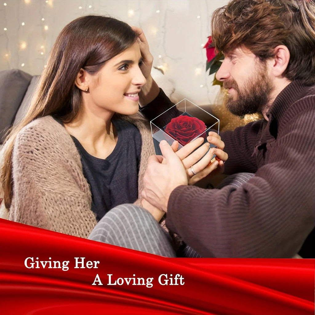 Women's Fashion Infinite Love Necklace with Red Rose Flower Gift Box, Valentine's Day and Mother's Day Gifts for Wife and Mom