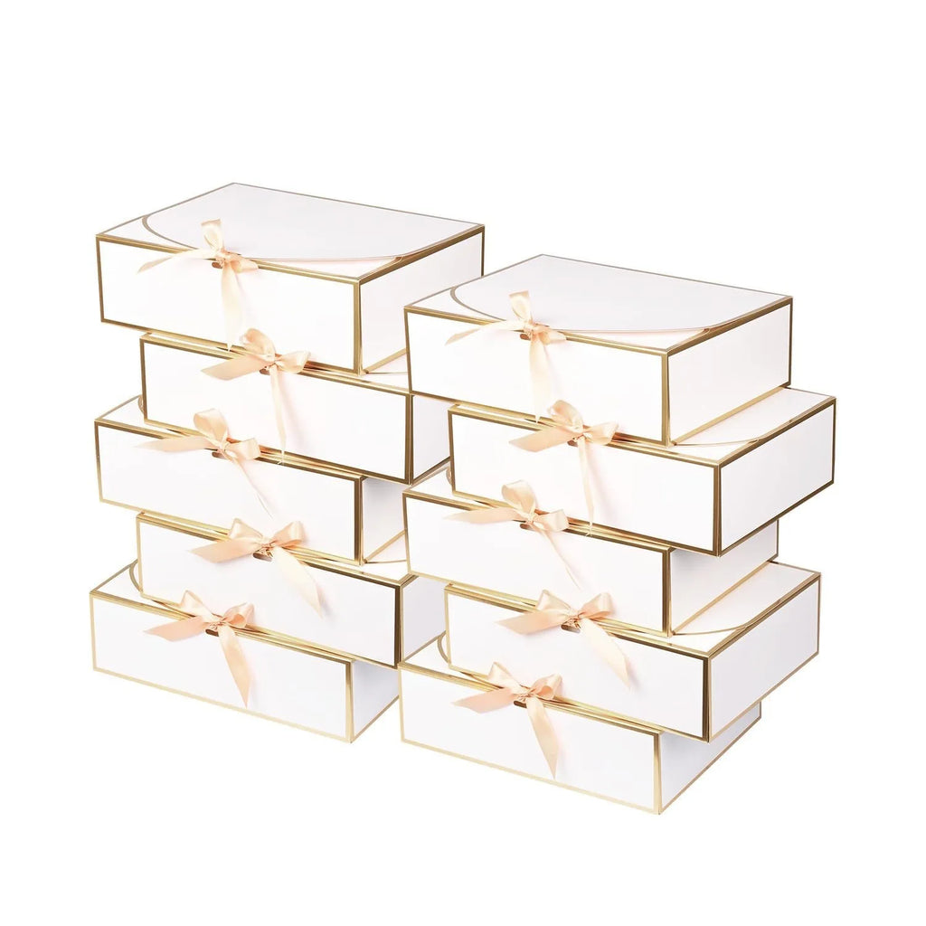 10pcs Elegant Butterfly Ribbon Gift Boxes for Lipstick Cosmetics Jewelry Birthday Party Gift Packaging with Gold Silver Edging