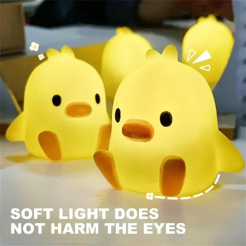 1-3pcs Yellow Duck Night Light Cartoon Creative Children's Gift Small Desk Lamp Soft Light Bedroom Atmosphere Bedlight