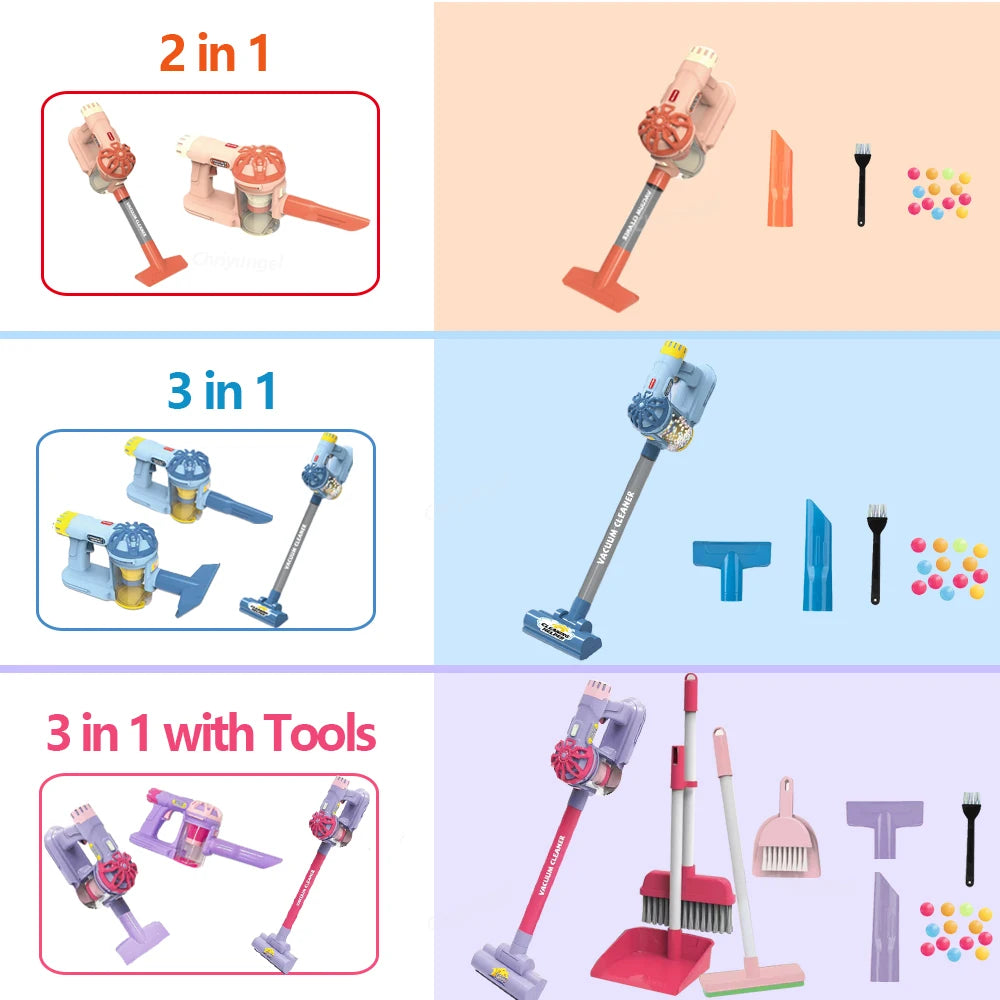 Kids Simulation Electric Vacuum Cleaner Toy Set Housekeeping Role Play Educational Toys for Toddlers Perfect Gift for Girls Boys