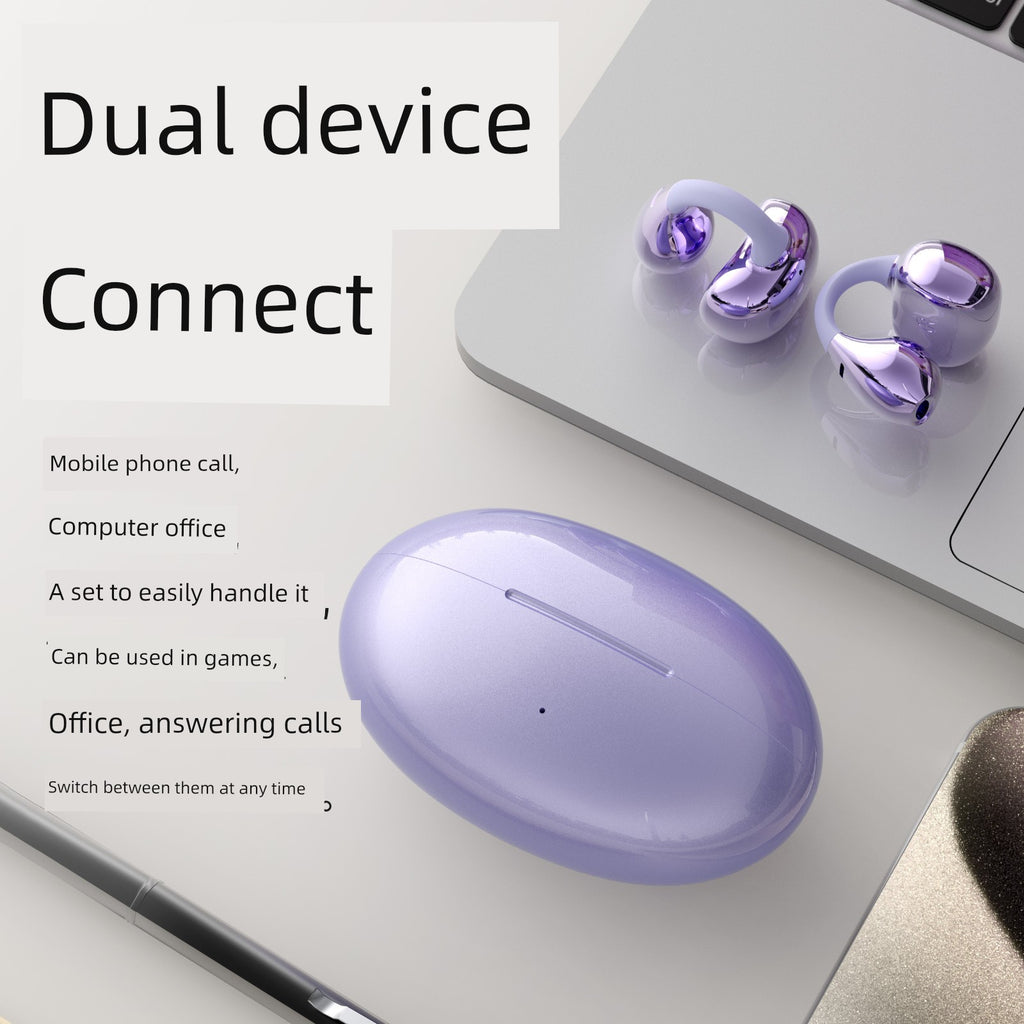 Non-Leaking Ear Clip Bluetooth Headset Open Wireless Gas Bone Conduction Non in-Ear Sports Running 2025 New Arrival