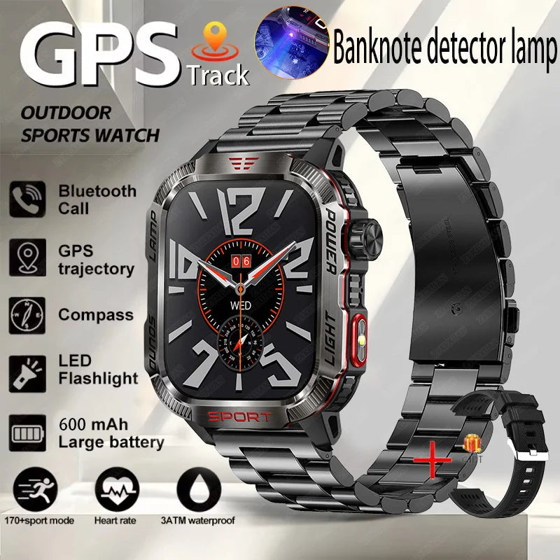New outdoor Military Smart Watch Men Flashlight