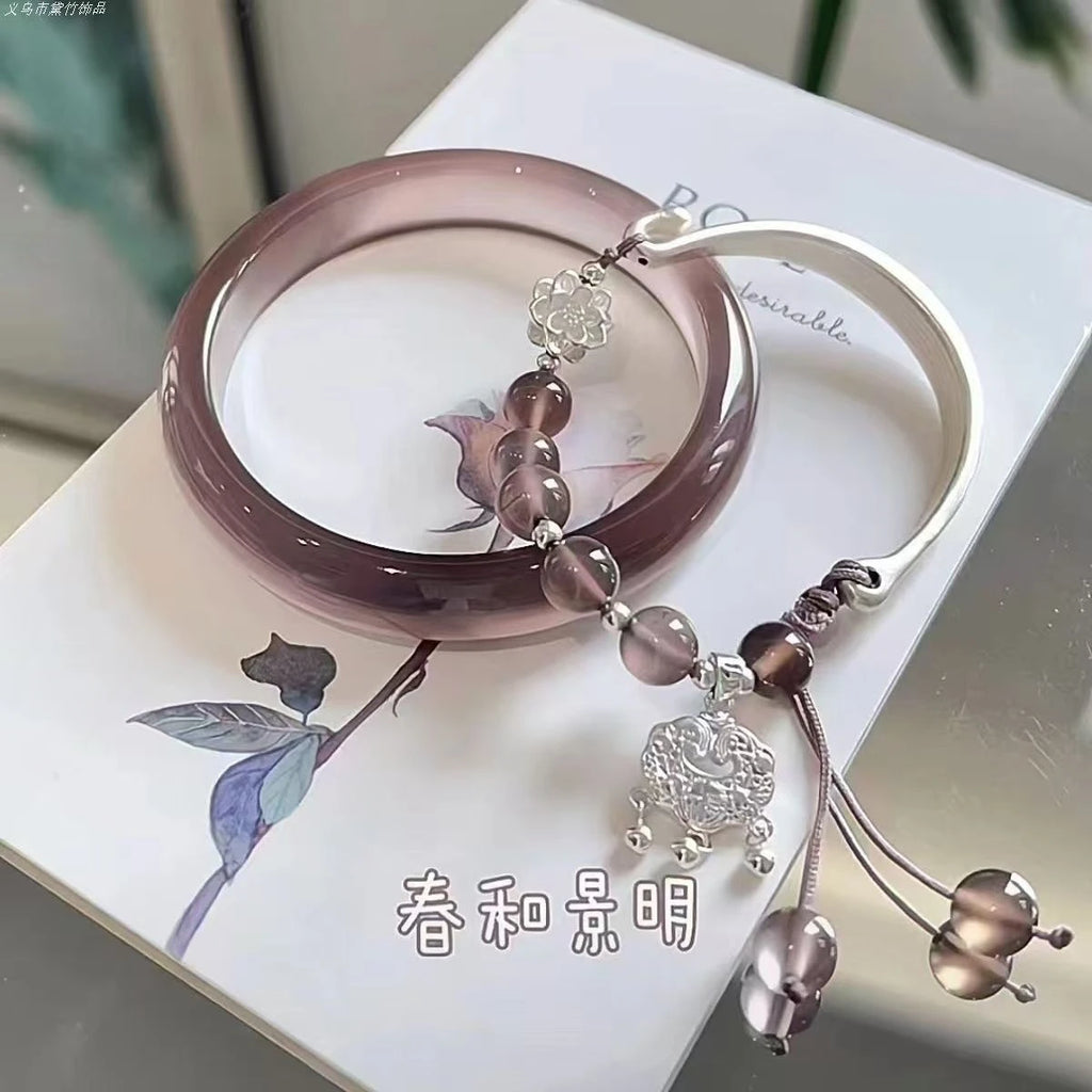 Chinese Style Tassel Beaded Bracelet for Women Retro Butterfly Pendant Charm Bracelets Temperament Bangles Fashion Jewelry Gifts