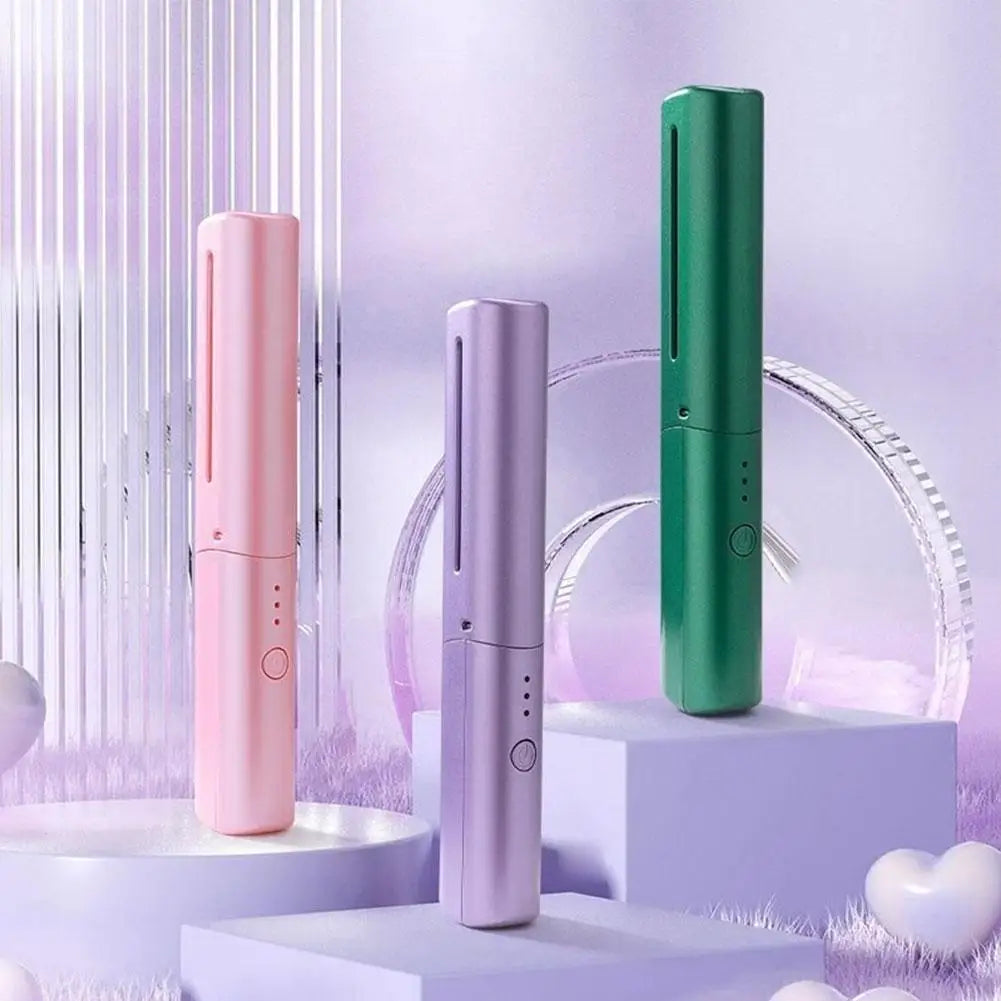 Rechargeable Wireless 2in1 Hair Straightener Curler Comb - Portable Negative Ion Hair Care Tool No Damage Hair Dual Purpose