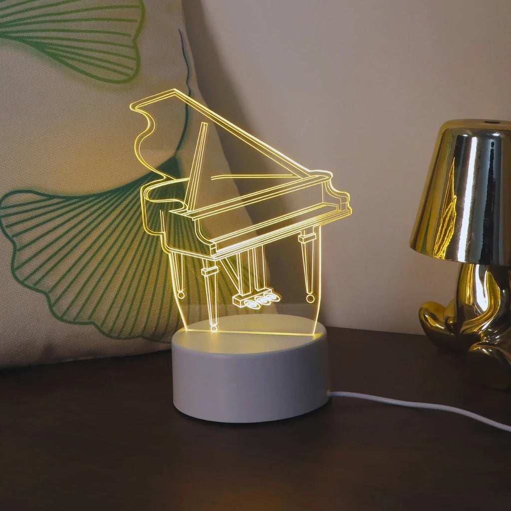 3D Piano Night Light: Decorate Your Space with Monochrome Warm Light - The Perfect Gift for Christmas or Halloween