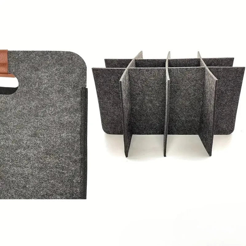 12-Compartment Felt Storage Basket, Portable & Modular Design for Kitchen, Home, and Beverage Organization