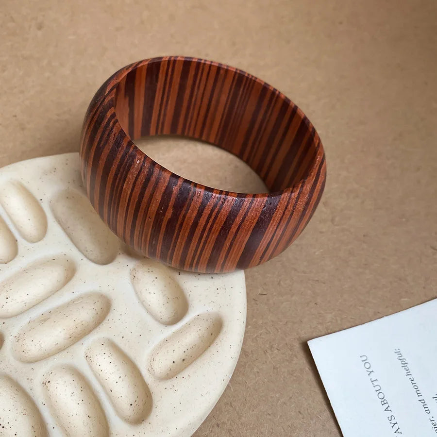 12 Styles Natural Wooden Square Round Bracelet for Women Men Hip Hop  Rivet Beads Wide Bangles Hand Jewelry Pulseras Mujer