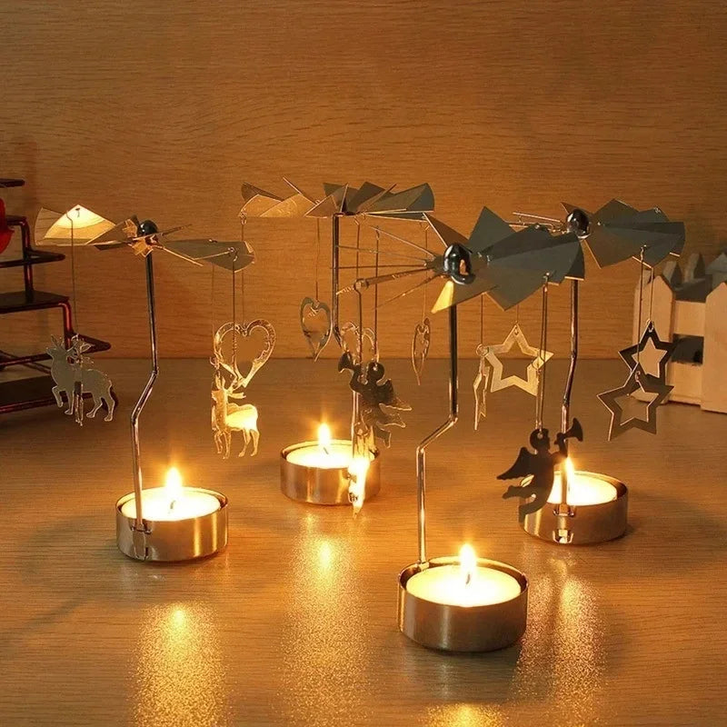 Metal Hot Rotating Candle Holder Christmas Rotating Candle Holder