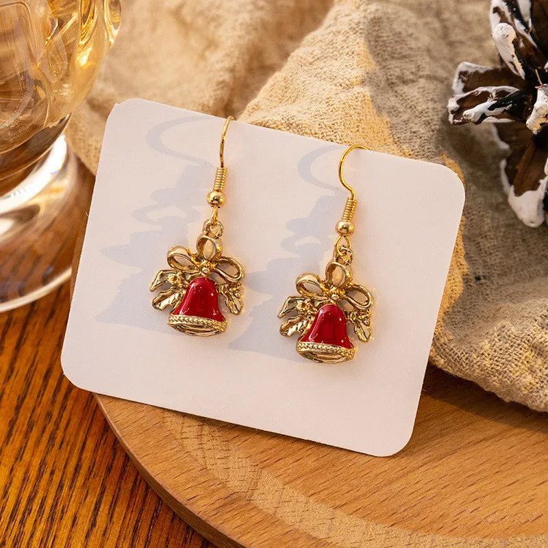 Vintage Metal Christmas Tree Dangle Earrings for Women Fashion Socks Santa Claus Snowflake Drop Earings New Year Party Jewelry