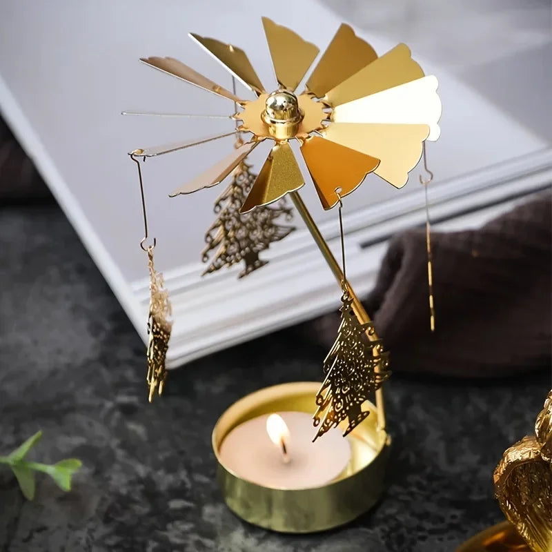 Metal Hot Rotating Candle Holder Christmas Rotating Candle Holder