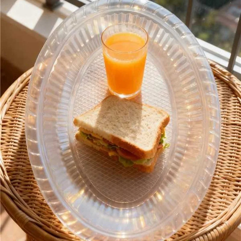 20/30/50PCS Disposable oval Plates Transparent Fruit Plastic Plates Salad Dessert Wedding Christmas Party Kitchen Supplies