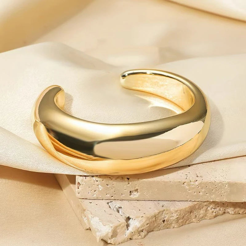 Exaggerated Irregular Cuff Bracelets for Women Fashion Punk Gold Silver Color Glossy Opening Plastic Bangle Female Jewelry
