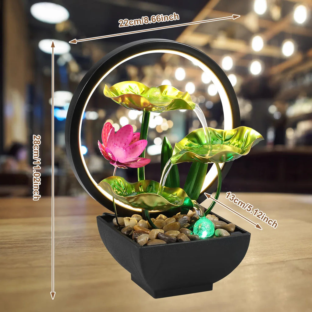 Tabletop Water Fountain Waterfall Fountain Natural Lights For Home Decor