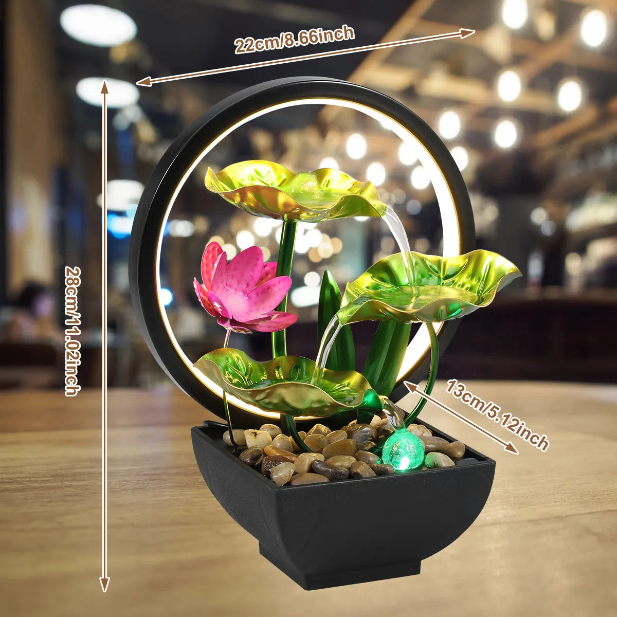 Tabletop Water Fountain Waterfall Fountain Natural Lights For Home Decor