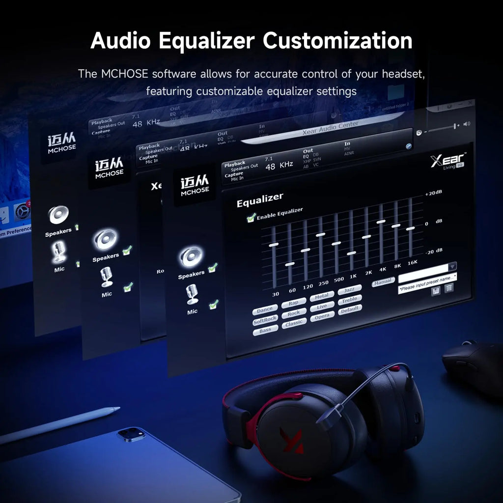 Wireless Gaming Headset Surround Sound Headphones Noise Canceling