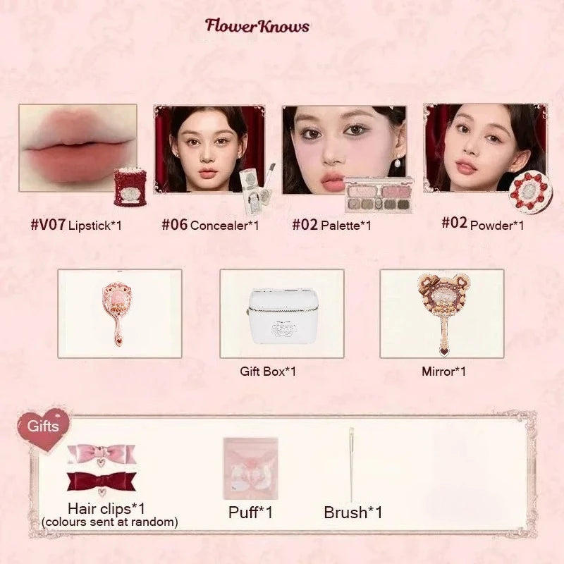 Flower Knows Strawberry Cupid Collection Make Up Sets Cosmetics Full Set Palette Pressed Powder Blush Lipstick Mystery Box
