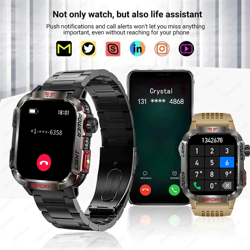 New outdoor Military Smart Watch Men Flashlight