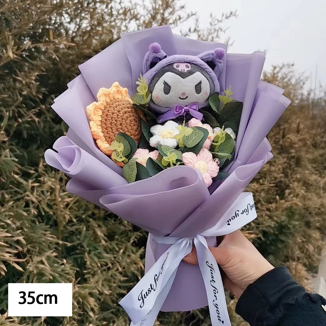 Hello KT Cartoon Plush Bouquet  Anime Rose Flowers Doll Home Wedding Decoration Christmas Valentine's Day Gift