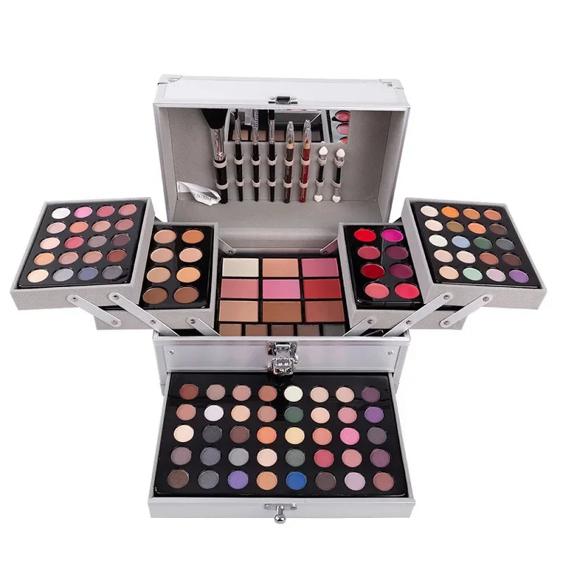 Cosmetics Gift Set for Women Full Kit All in One Make up Face Powder Eyeshadow Palette Lipstick Makeup Brushes Highlighter Bronzer