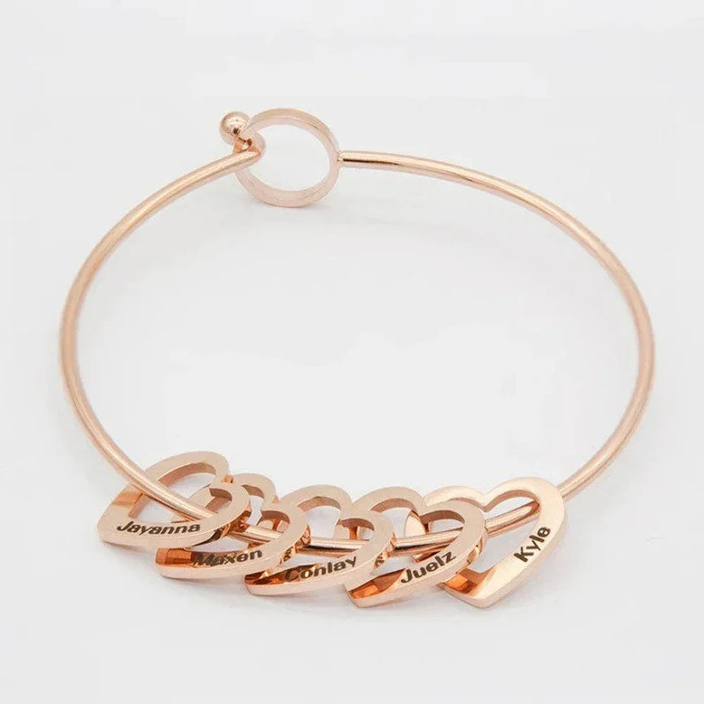 Personalized Bracelet for Women Stainless Steel Love Charms with Carving Name Adjustable Bangle Custom Jewelry Pulseras De Mujer