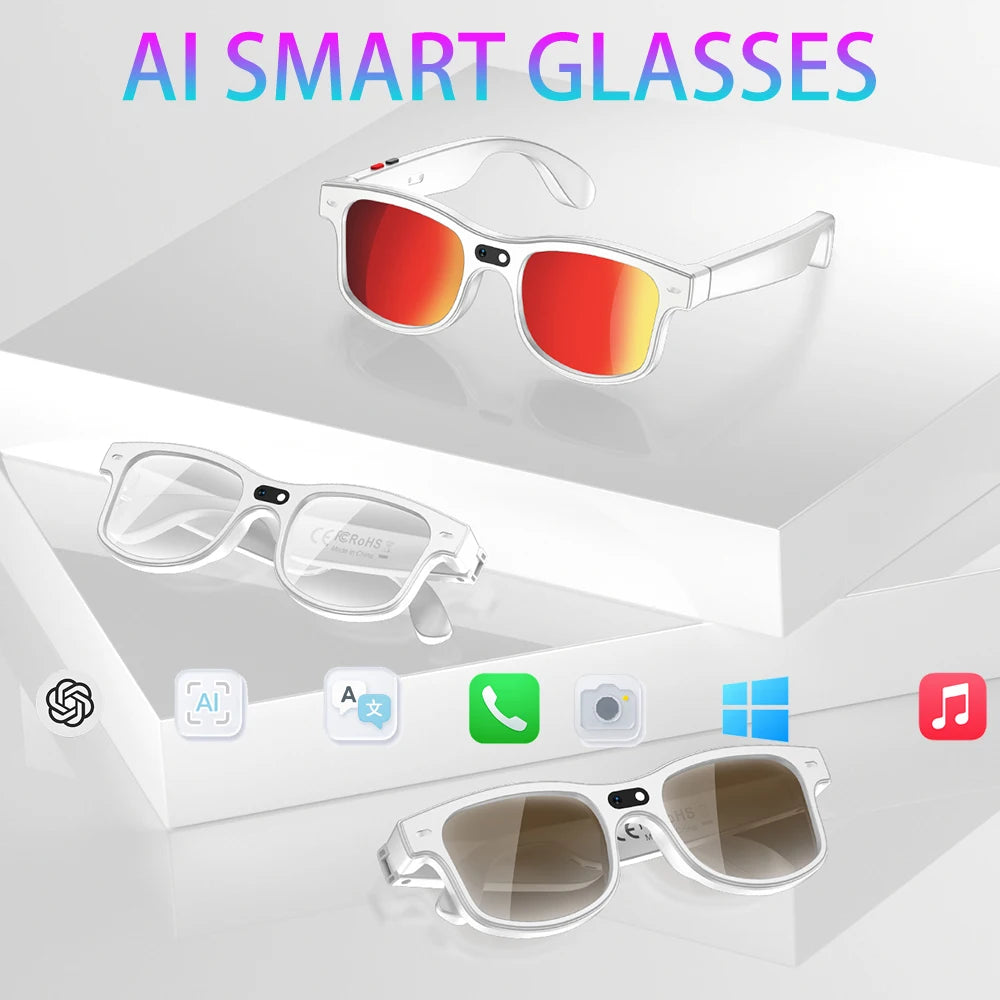 IUTECH Smart Glasses With 8MP Camera HD Color AI Translation  Bluetooth Call Voice Assistant