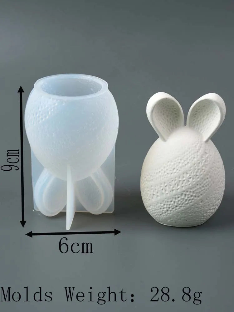Easter Series Silicone Mold 3D Striped Egg Straight Ear Rabbit Gourd Diamond Pattern Bunny Scented Candle Gypsum Craft Gift Mold