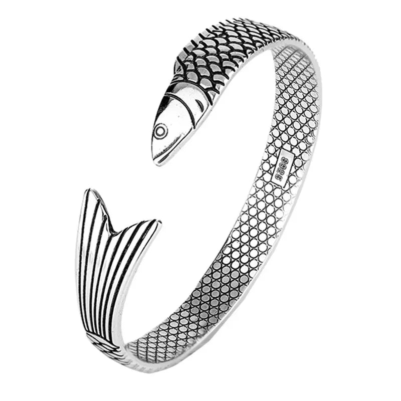 New Creative Fashion Personality Lucky Fortune Transfer Dragon Bracelets 925 Sterling Silver Jewelry Fish Bangles TYB110