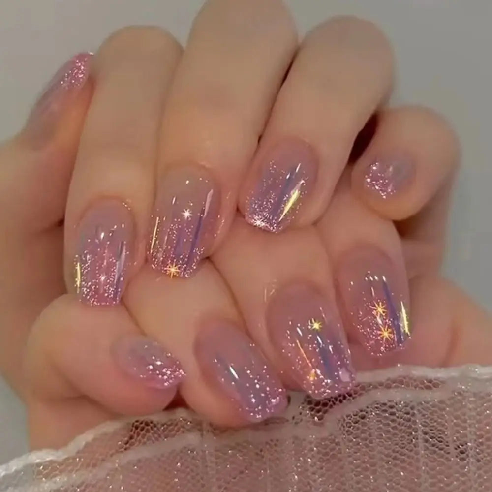 24pcs Gradient Fake Nails French Ballerina Nail