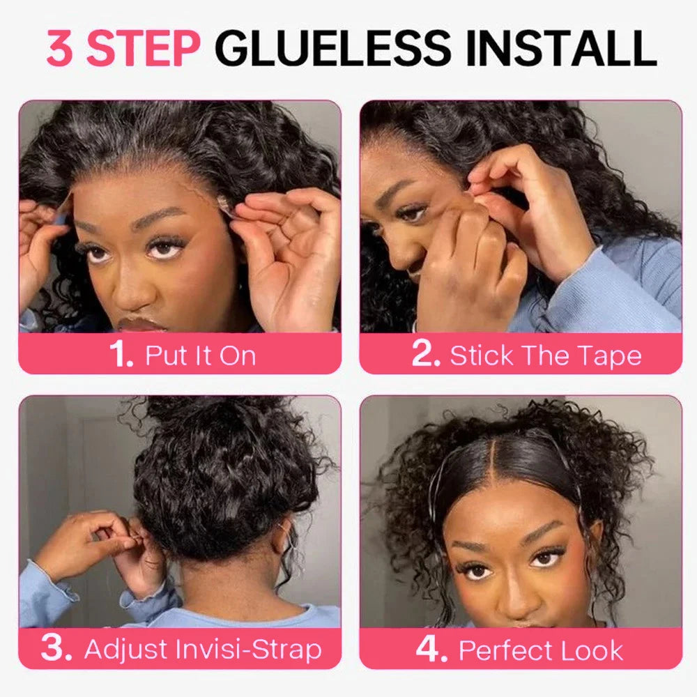 Deep Wave 360 HD Full Lace Front Wigs Curly Wig 100% Brazilian Human Hair Pre Plucked Invisible Strap Glueless Wig Water Wave