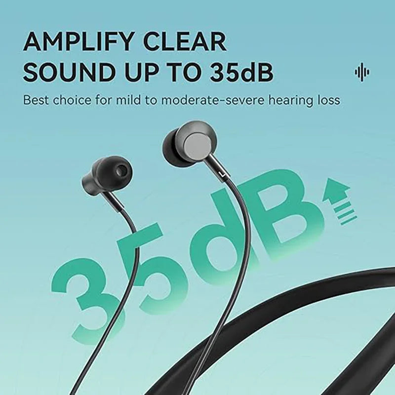 Neck Strap Bluetooth Hearing Aid Headset,Rechargeable Amplifier with Noise Reduction