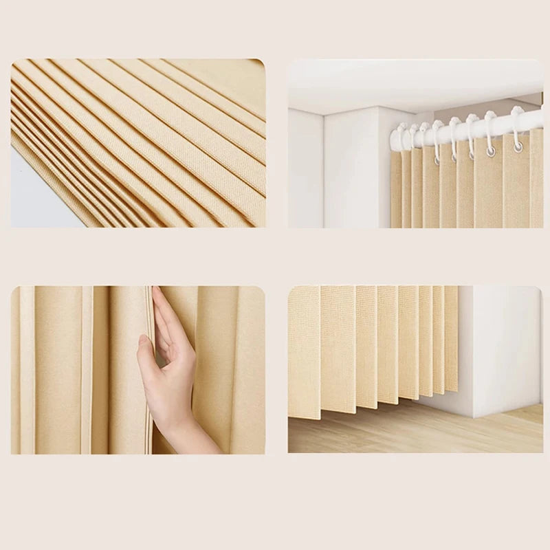 Fashionable Foldable Partition Curtain for Living Room Window Super Thick Fabric Pleated Process Stylish Individual Item