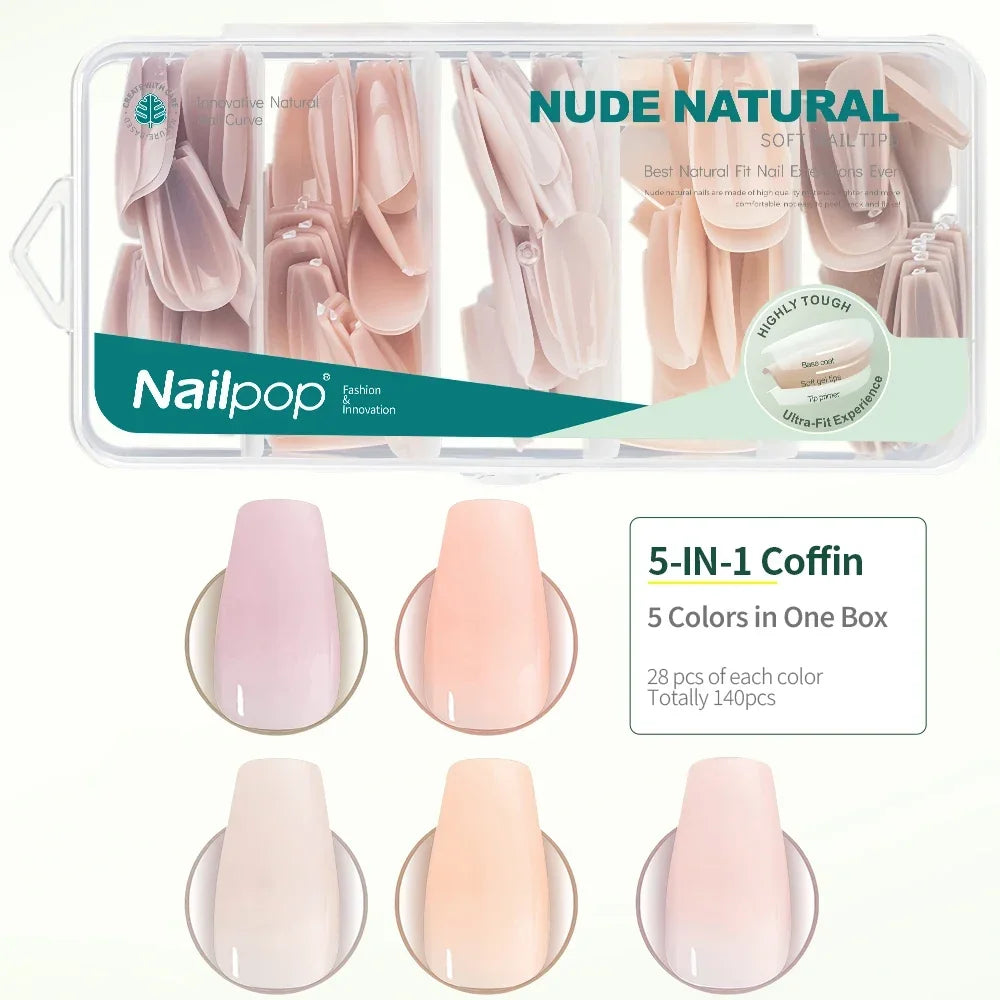 Nailpop 3-IN-1 Nude Natural Soft Nail Tips Set
