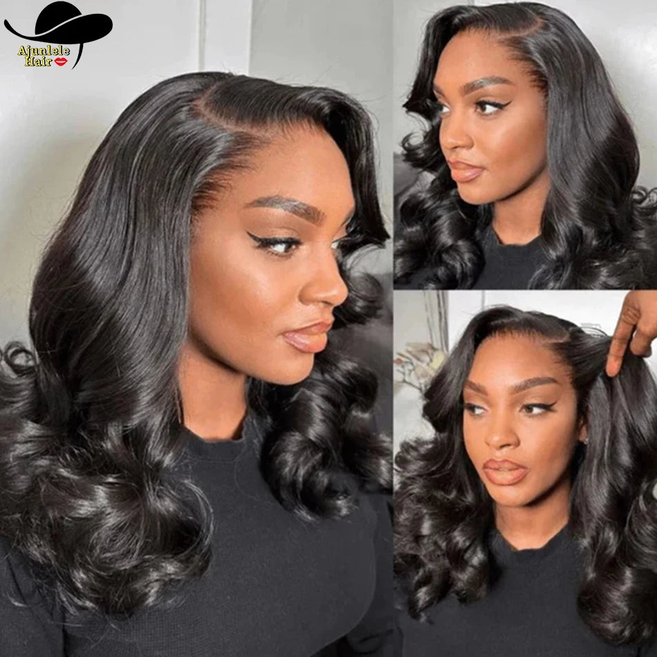 Malaysian Hair Body Wave Short Bob Wig 180% Density 4x4 Lace Closure 100% Human Hair Wig 100% Virgin Hair 13x4 Lace Frontal Wig