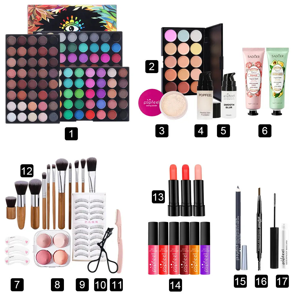 POPDEEL Makeup Kit For Women Full Kit,All-in-one Makeup Holiday Gift Set Include Concealer Eyeshadow Face Powder Lipstick Blush